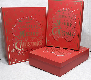 Подарочная коробка Новый Год 5386( комплект 3 шт ) цвет красный ,39х30х11см