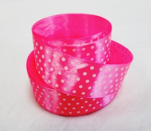 Лента атласная в горошек , (2,5 см ,25 ярд )