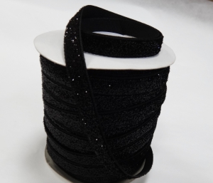 Лента бархатная цвет  черный , (1,0 см , 5 метров )